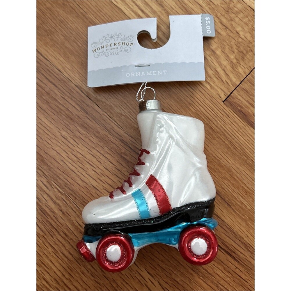Glass Roller-skate Christmas Tree Ornament White - Wondershop